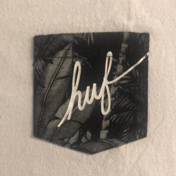 Men's Medium white HUF palm frond Pocket Tee - Picture 2 of 5